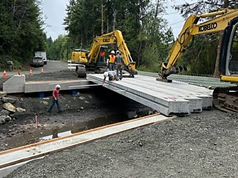 Chehalis Basin Fisheries Task Force and Grays Harbor County Public Works Department worked together to remove three undersized culverts on Summit, Elma Hicklin and County Line roads, and replace them with concrete bridges that span the stream channel